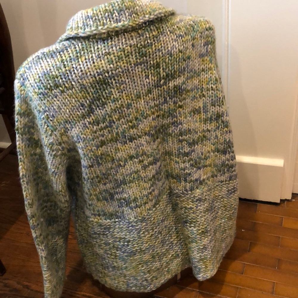 SO blue Sigrid Olsen green knit cardigan M - Picture 4 of 6